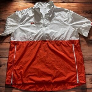 Nike pullover windbreaker men’s large orange white lightweight performance